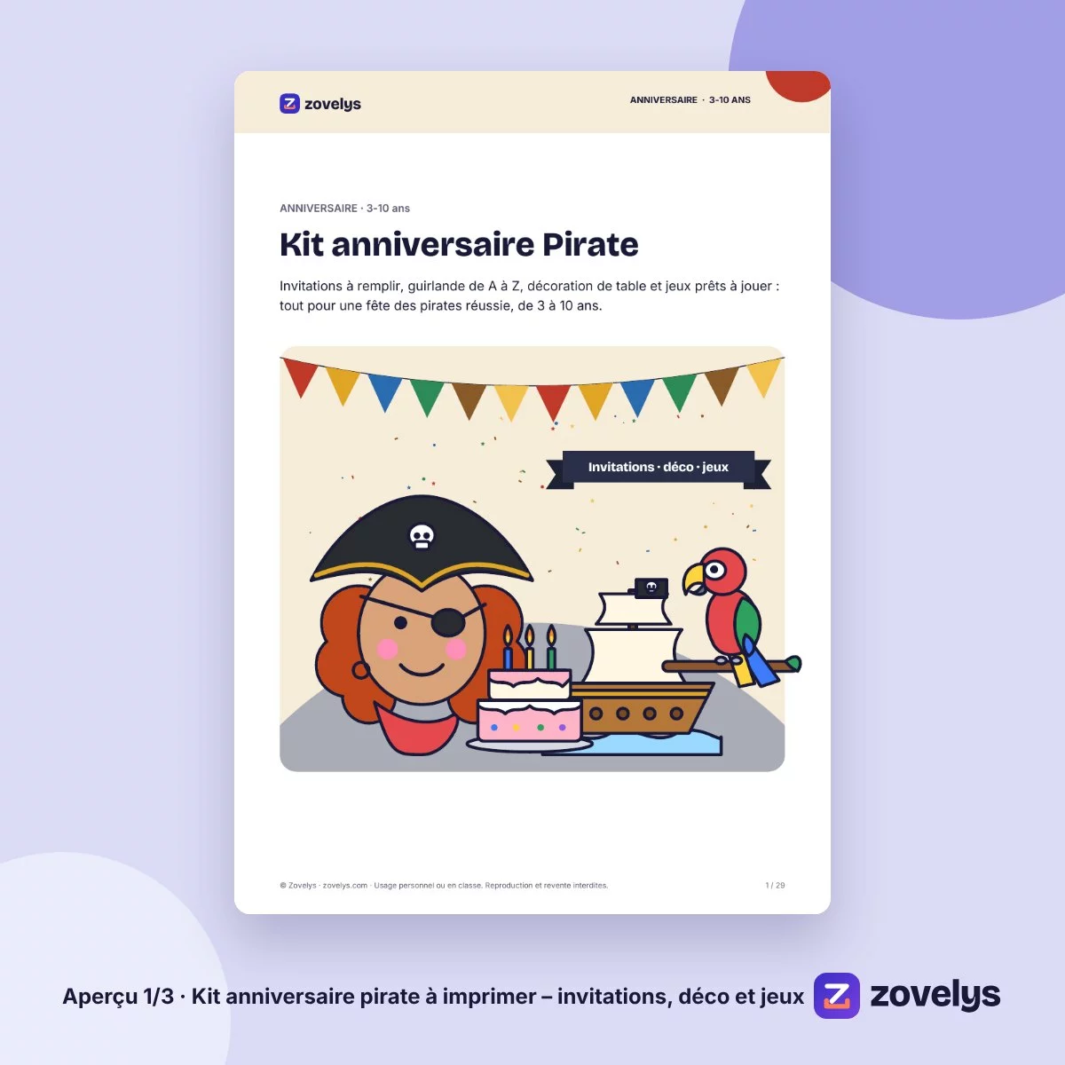 Kit anniversaire pirate à imprimer – invitations, déco et jeux – aperçu 1