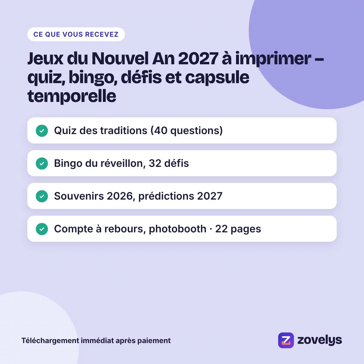 Jeux du Nouvel An 2027 à imprimer – quiz, bingo, défis et capsule temporelle – aperçu 4