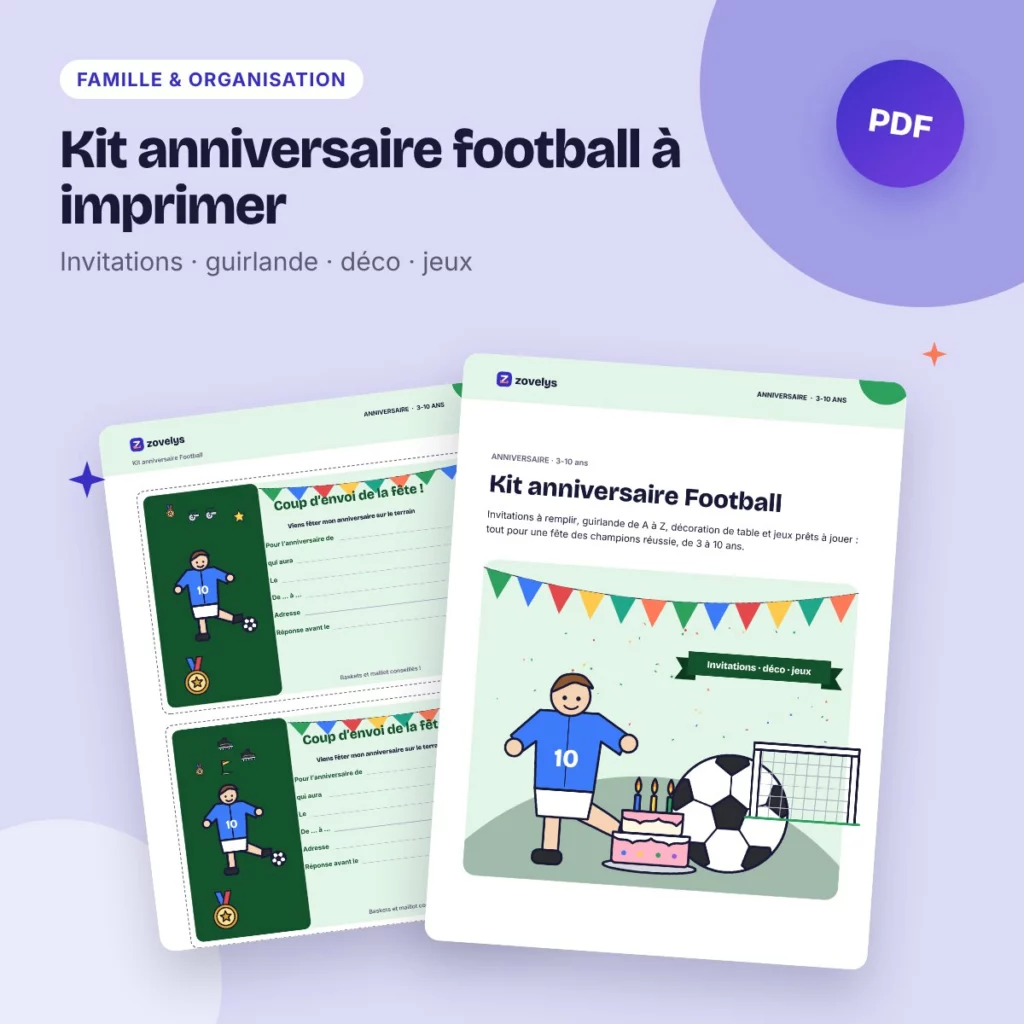 Kit anniversaire football à imprimer – invitations, déco et jeux