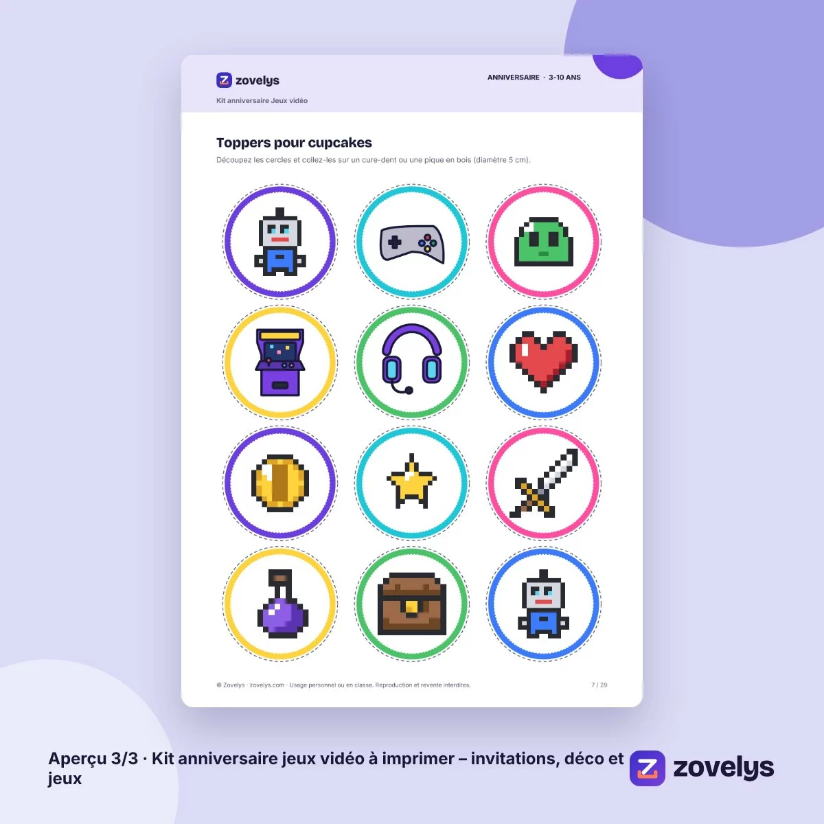Kit anniversaire jeux vidéo à imprimer – invitations, déco et jeux – aperçu 3