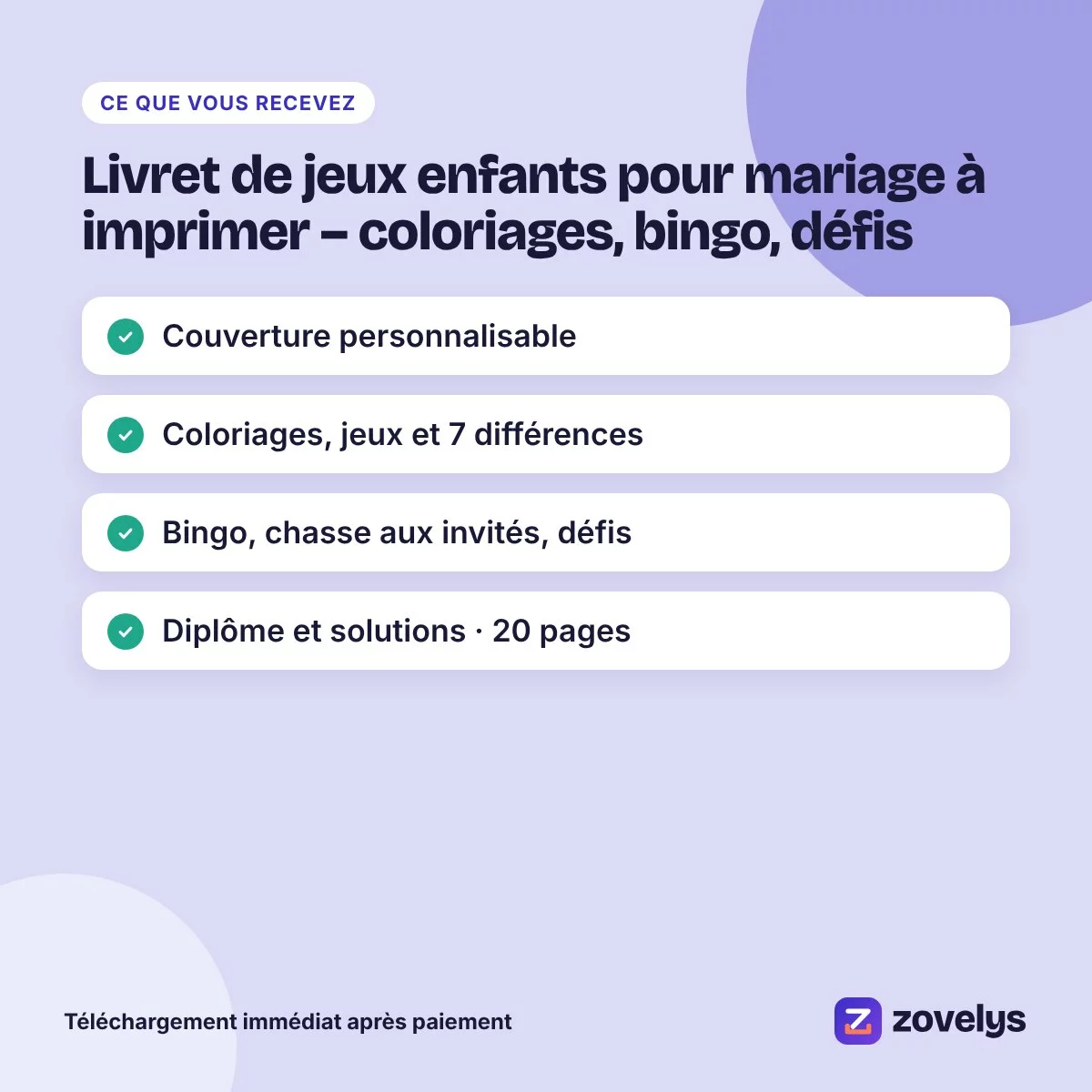 Livret de jeux enfants pour mariage à imprimer – coloriages, bingo, défis – aperçu 4