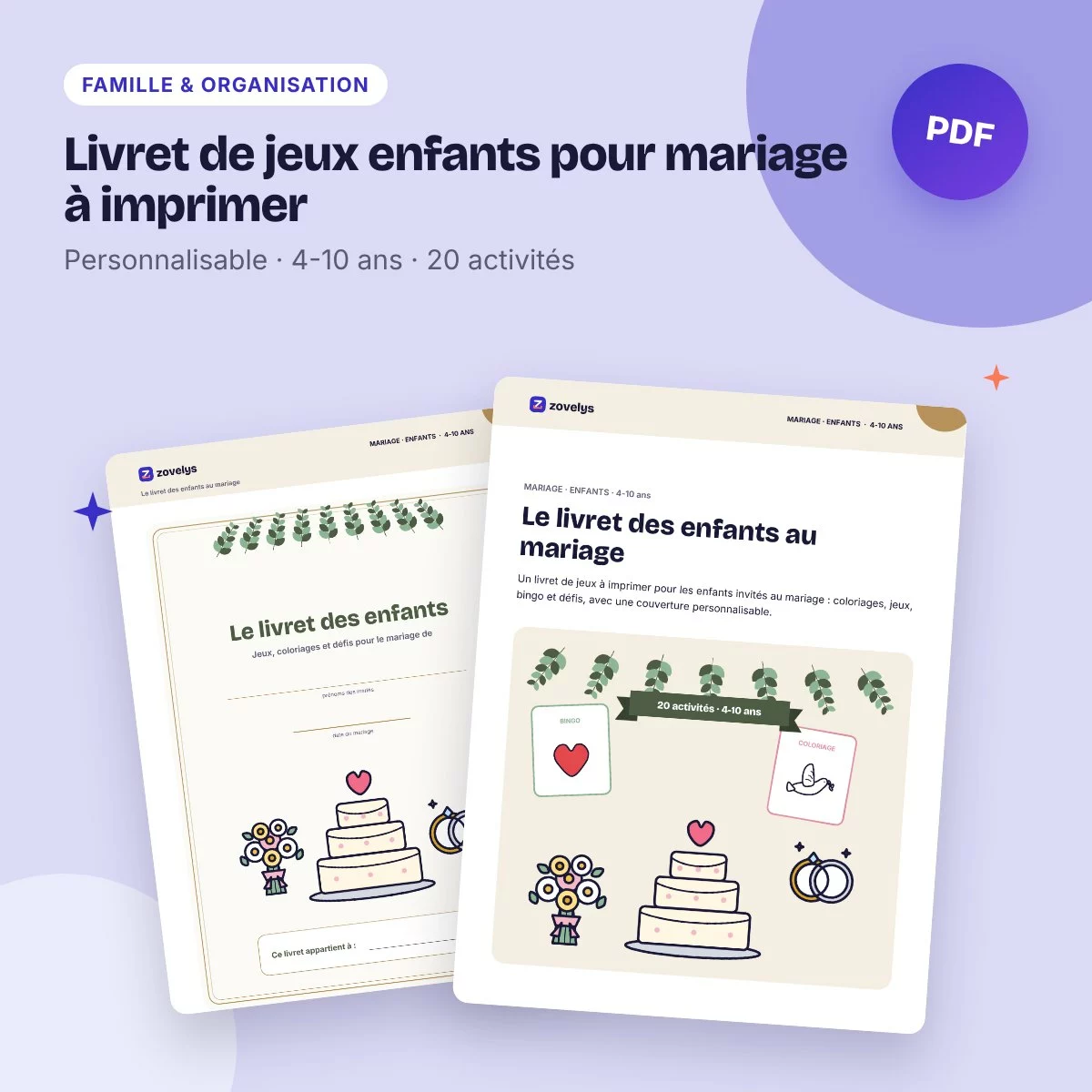 Livret de jeux enfants pour mariage à imprimer – coloriages, bingo, défis