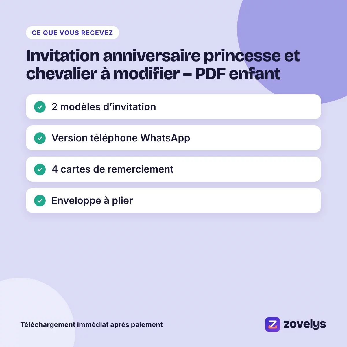 Invitation anniversaire princesse et chevalier à modifier – PDF enfant – aperçu 4