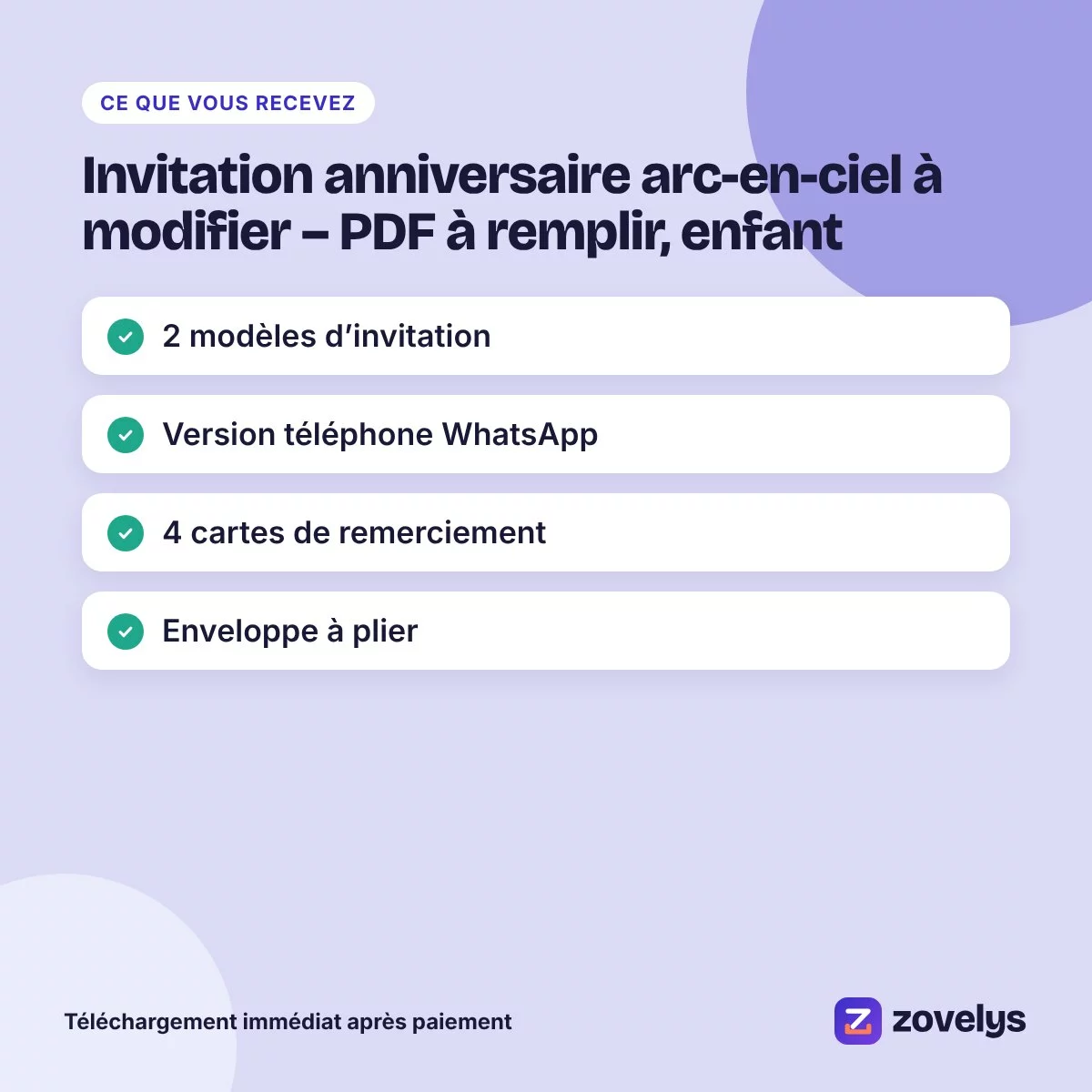 Invitation anniversaire arc-en-ciel à modifier – PDF à remplir, enfant – aperçu 4