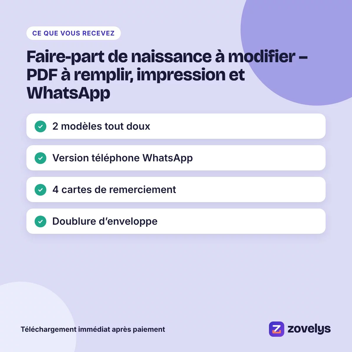 Faire-part de naissance à modifier – PDF à remplir, impression et WhatsApp – aperçu 4