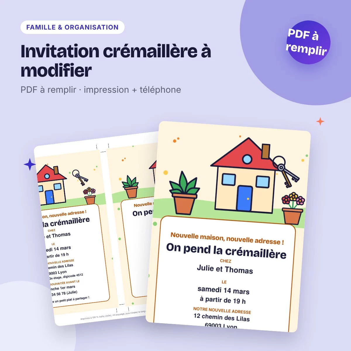 Invitation crémaillère à modifier – PDF à remplir, impression et WhatsApp