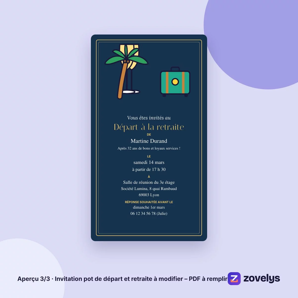 Invitation pot de départ et retraite à modifier – PDF à remplir – aperçu 3