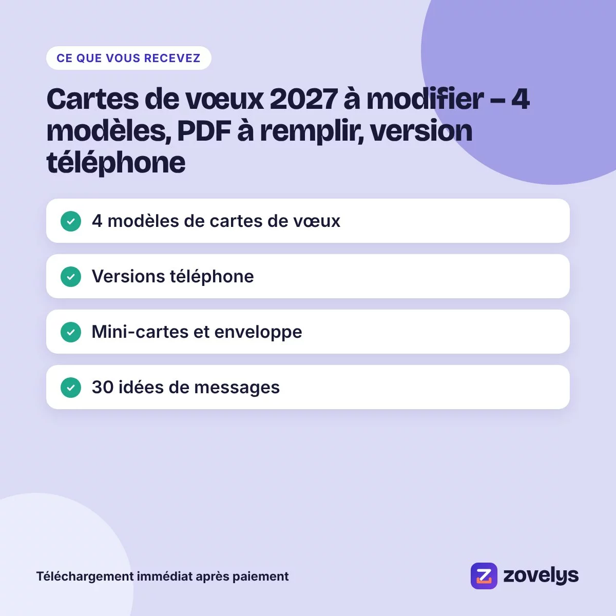 Cartes de vœux 2027 à modifier – 4 modèles, PDF à remplir, version téléphone – aperçu 4