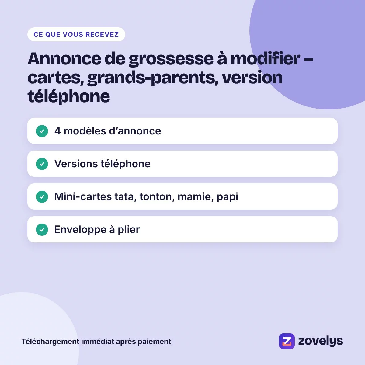 Annonce de grossesse à modifier – cartes, grands-parents, version téléphone – aperçu 4