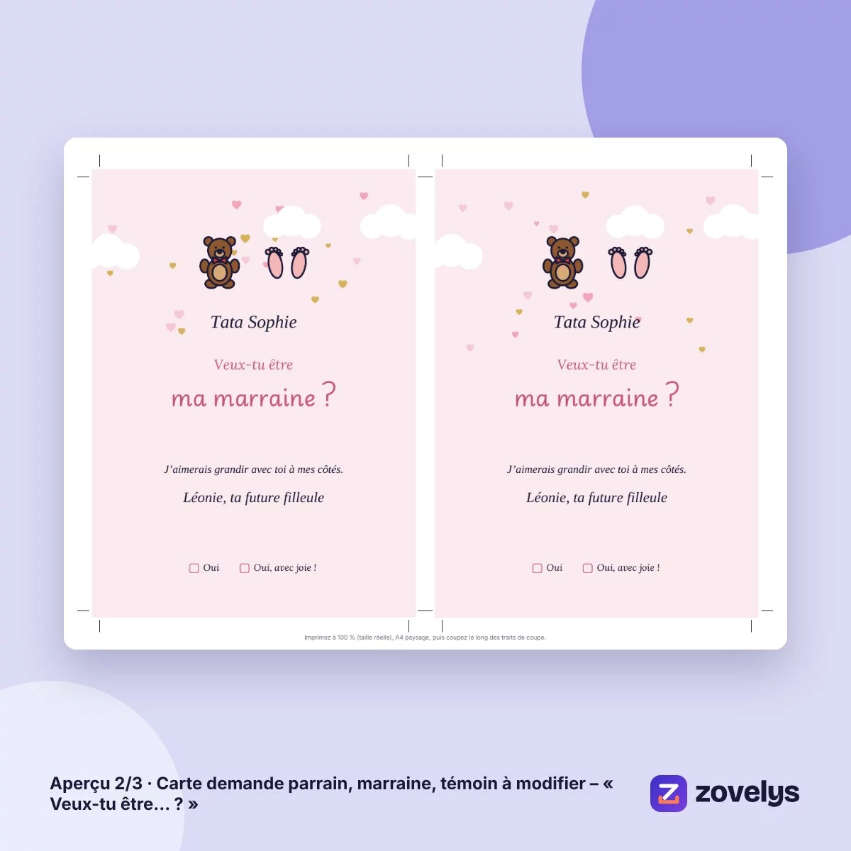 Carte demande parrain, marraine, témoin à modifier – « Veux-tu être… ? » – aperçu 2