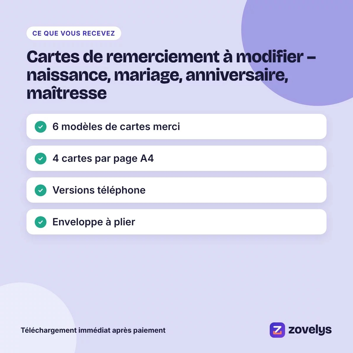 Cartes de remerciement à modifier – naissance, mariage, anniversaire, maîtresse – aperçu 4