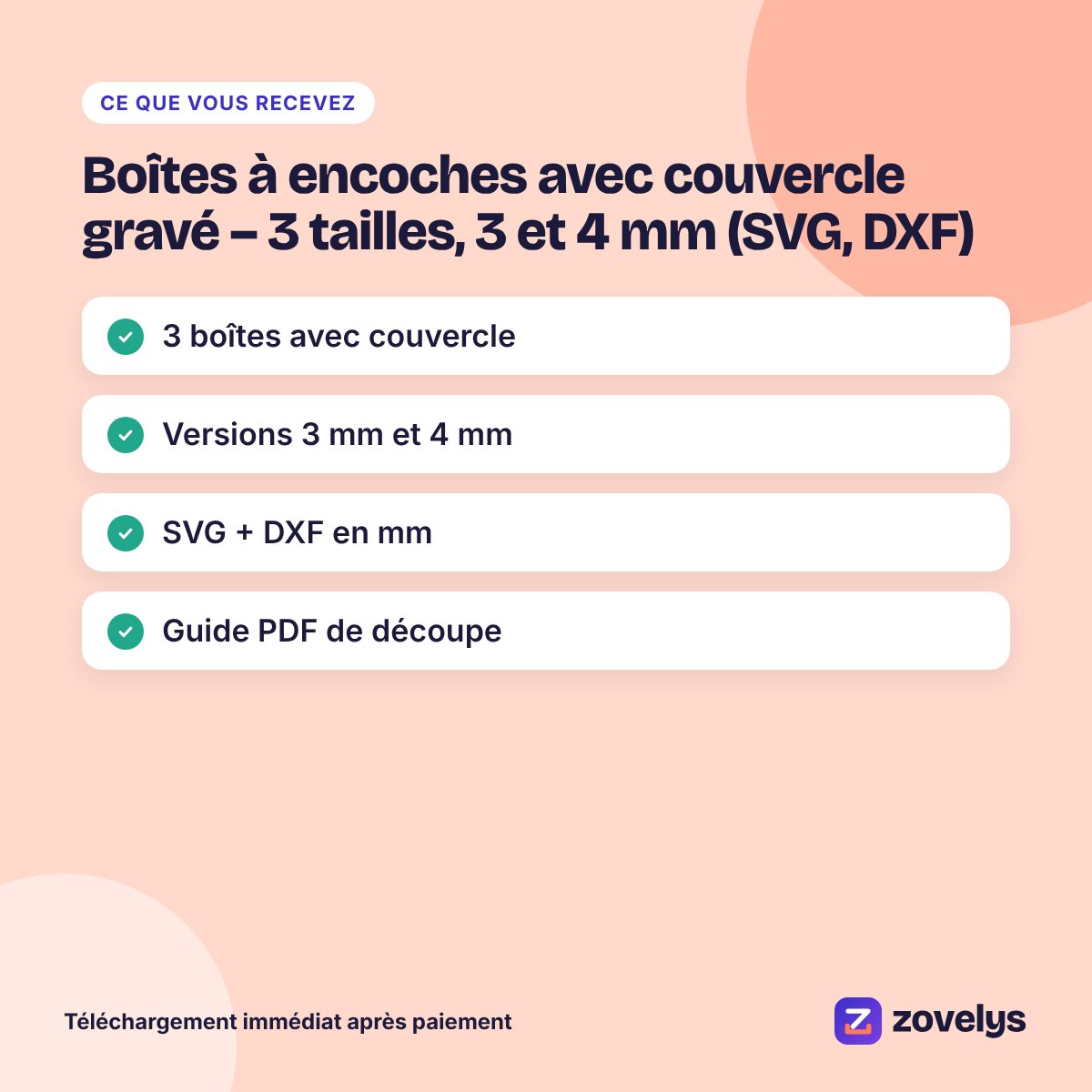 Boîtes à encoches avec couvercle gravé – 3 tailles, 3 et 4 mm (SVG, DXF) – aperçu 4