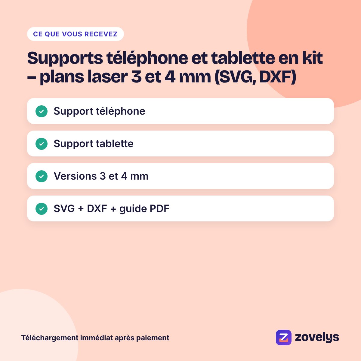 Supports téléphone et tablette en kit – plans laser 3 et 4 mm (SVG, DXF) – aperçu 4