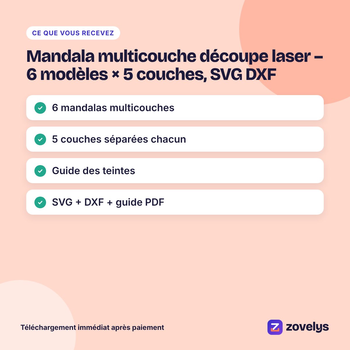 Mandala multicouche découpe laser – 6 modèles × 5 couches, SVG DXF – aperçu 4