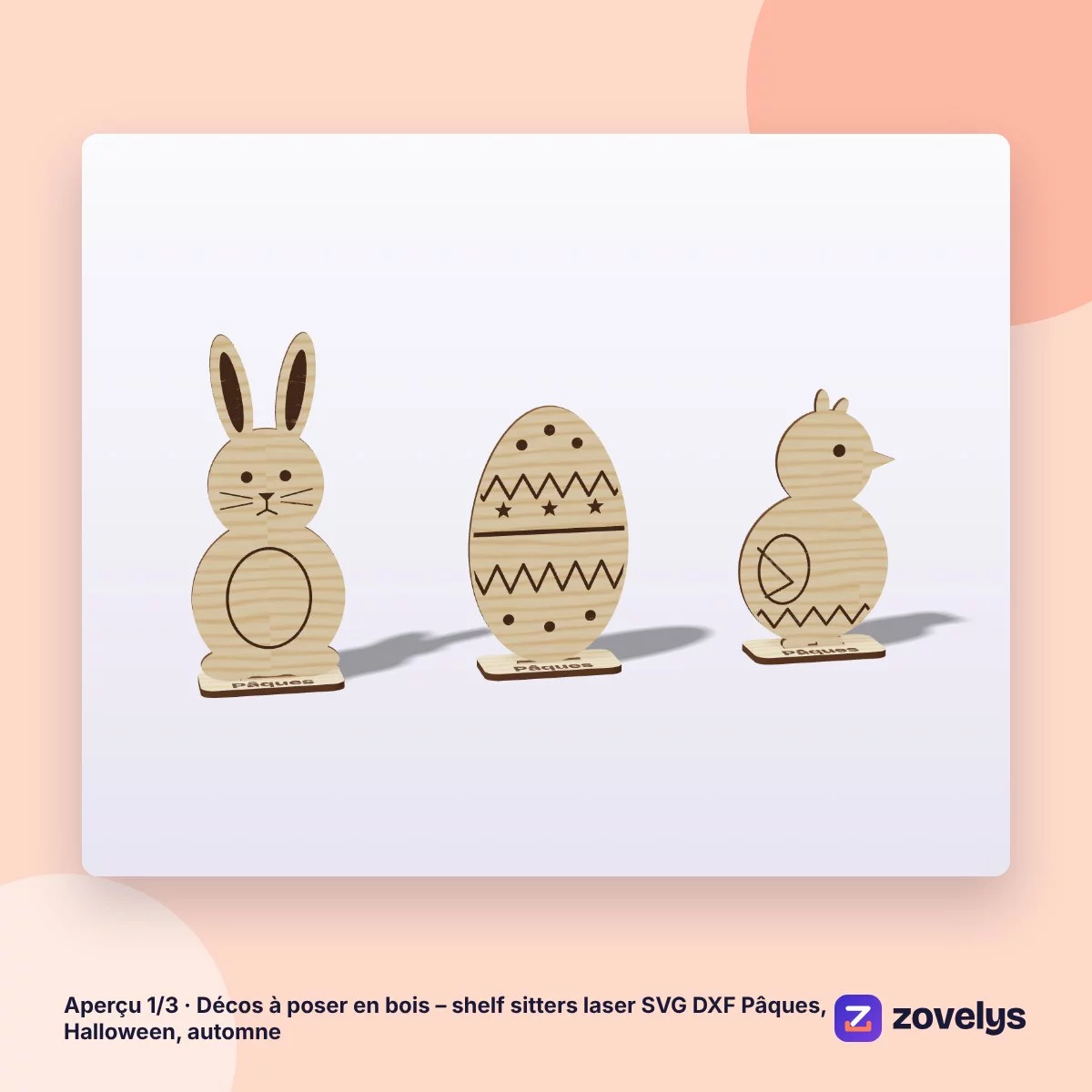 Décos à poser en bois – shelf sitters laser SVG DXF Pâques, Halloween, automne – aperçu 1