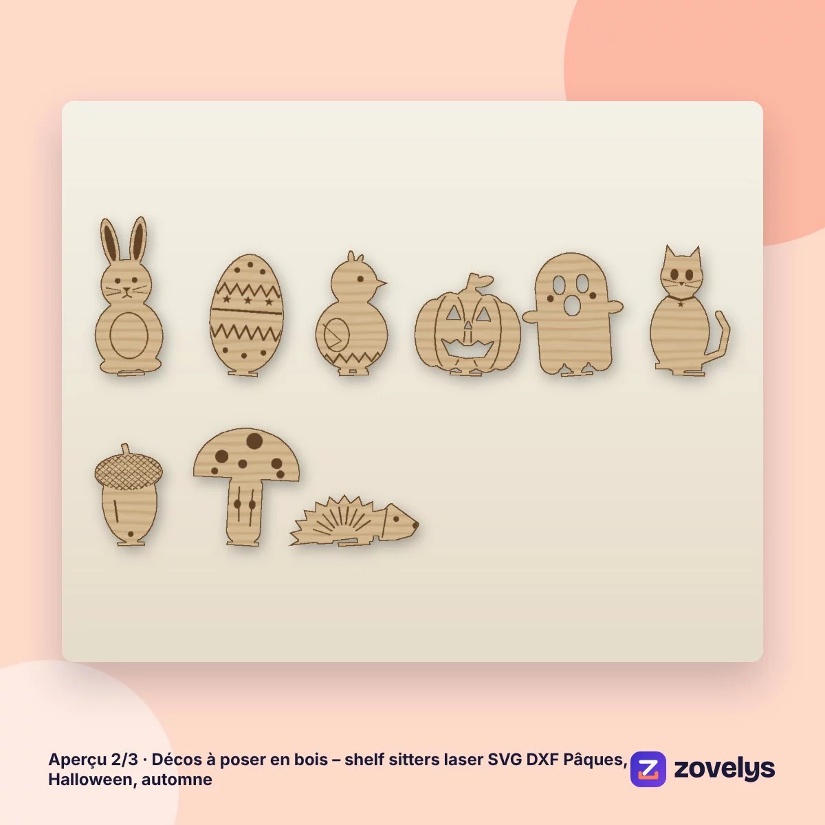 Décos à poser en bois – shelf sitters laser SVG DXF Pâques, Halloween, automne – aperçu 2
