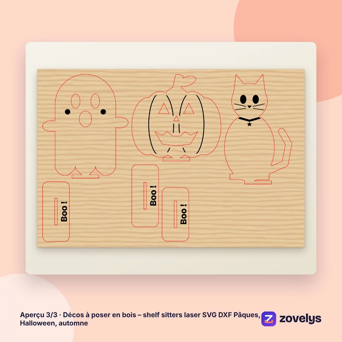 Décos à poser en bois – shelf sitters laser SVG DXF Pâques, Halloween, automne – aperçu 3