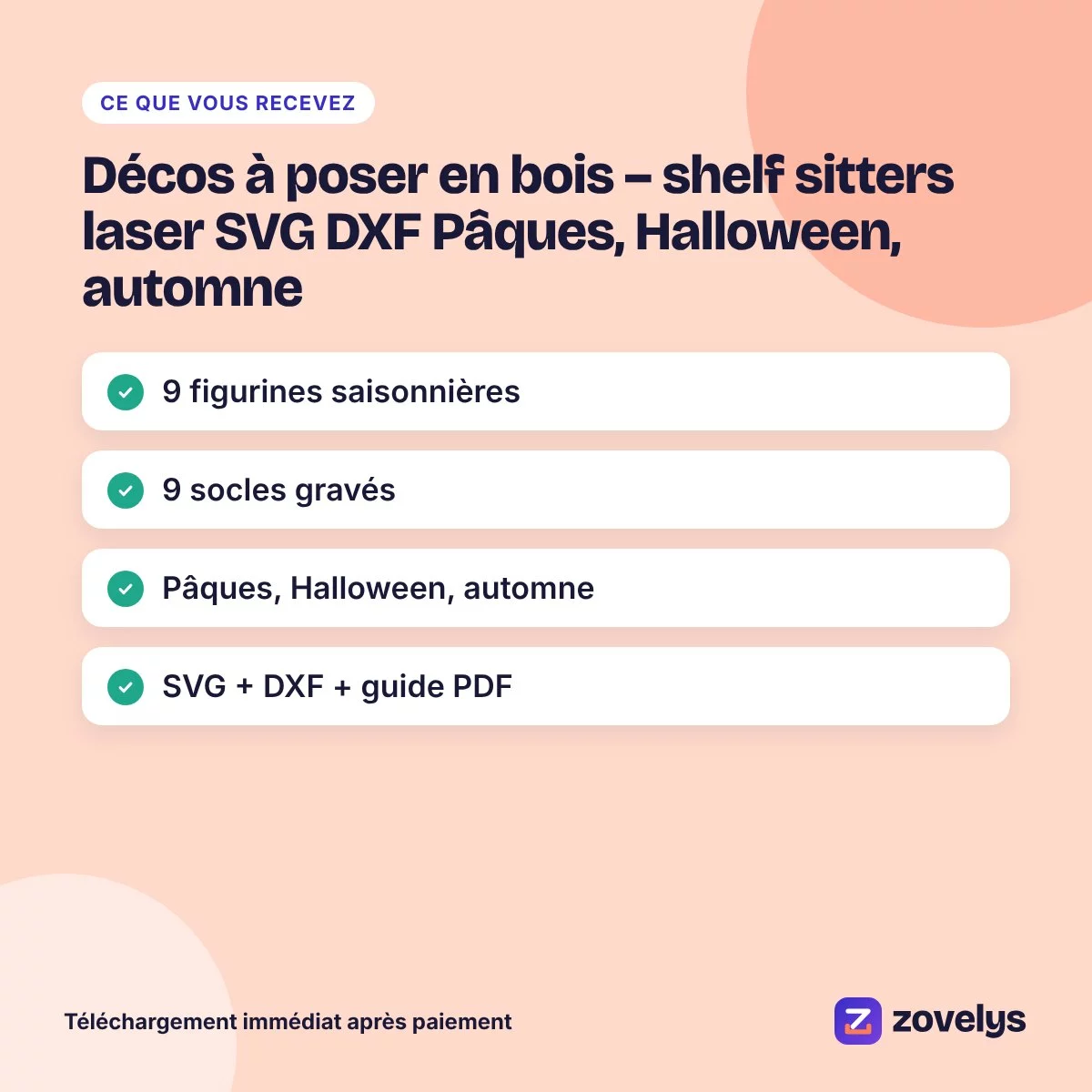 Décos à poser en bois – shelf sitters laser SVG DXF Pâques, Halloween, automne – aperçu 4