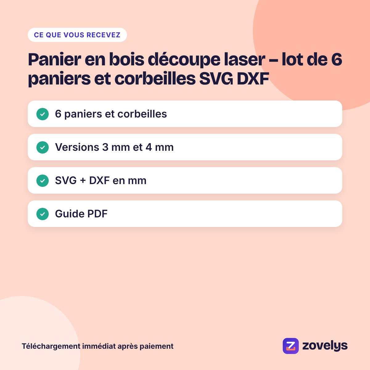 Panier en bois découpe laser – lot de 6 paniers et corbeilles SVG DXF – aperçu 4