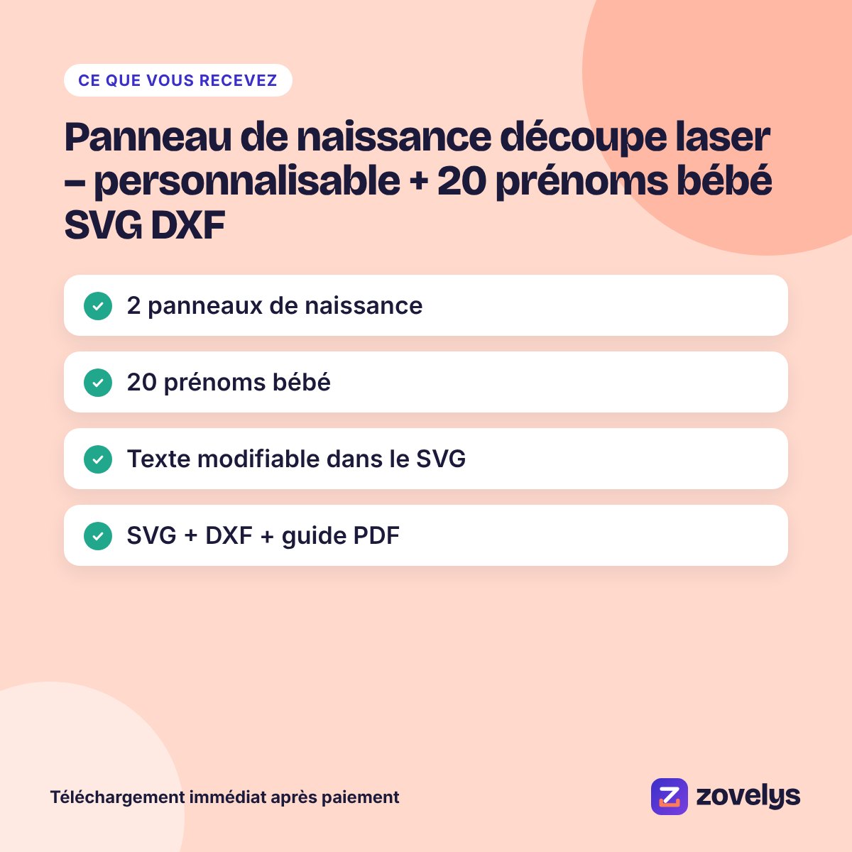 Panneau de naissance découpe laser – personnalisable + 20 prénoms bébé SVG DXF – aperçu 4