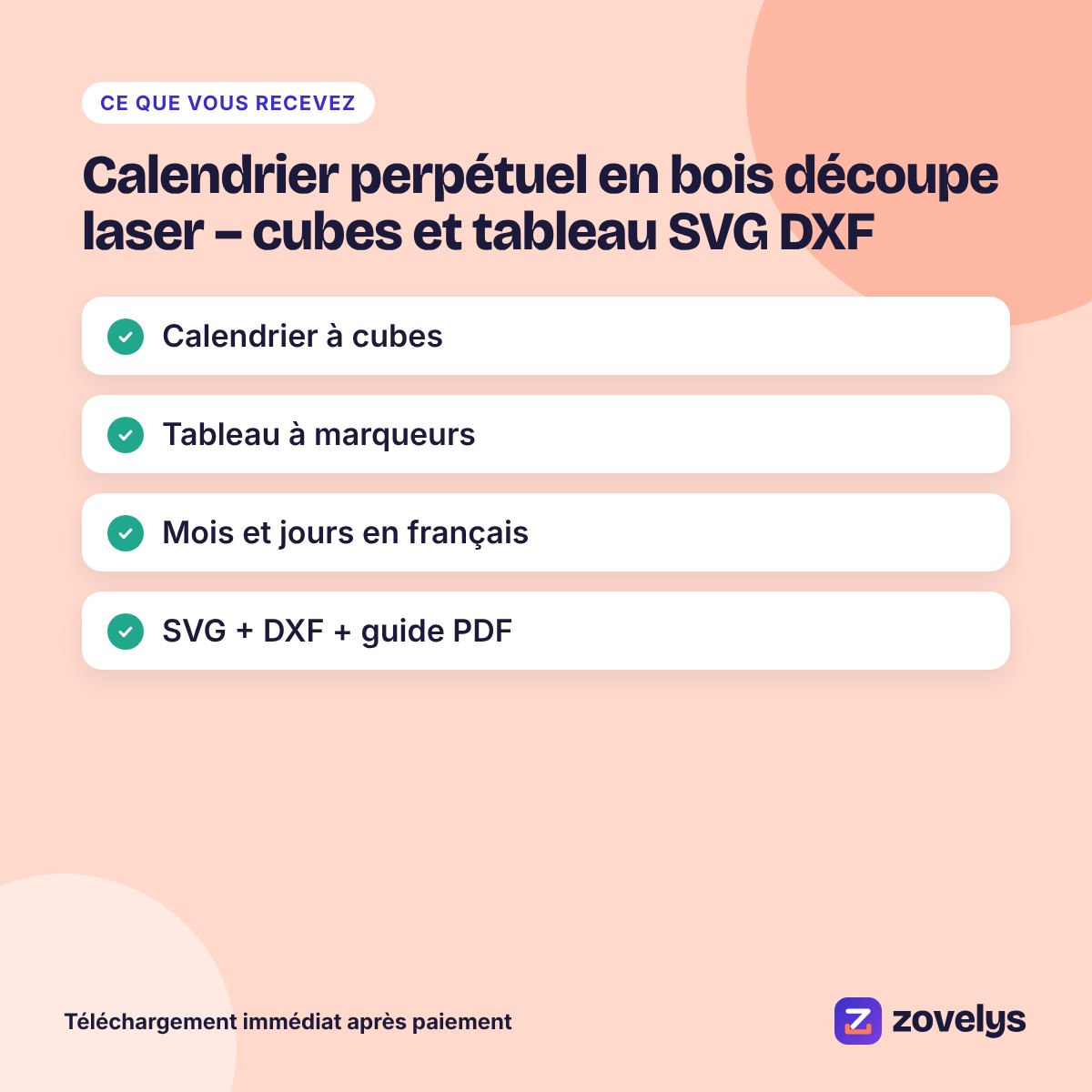 Calendrier perpétuel en bois découpe laser – cubes et tableau SVG DXF – aperçu 4