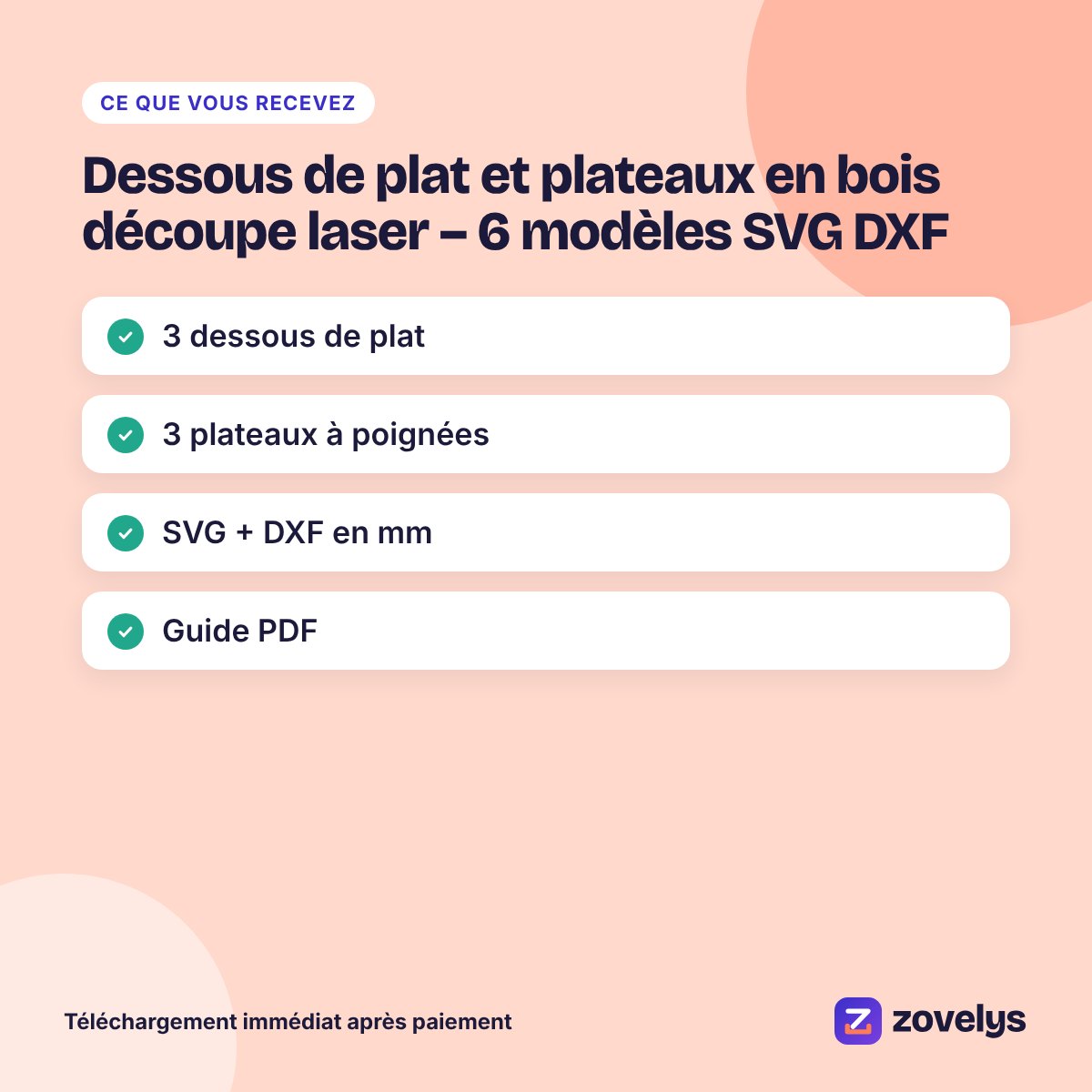 Dessous de plat et plateaux en bois découpe laser – 6 modèles SVG DXF – aperçu 4