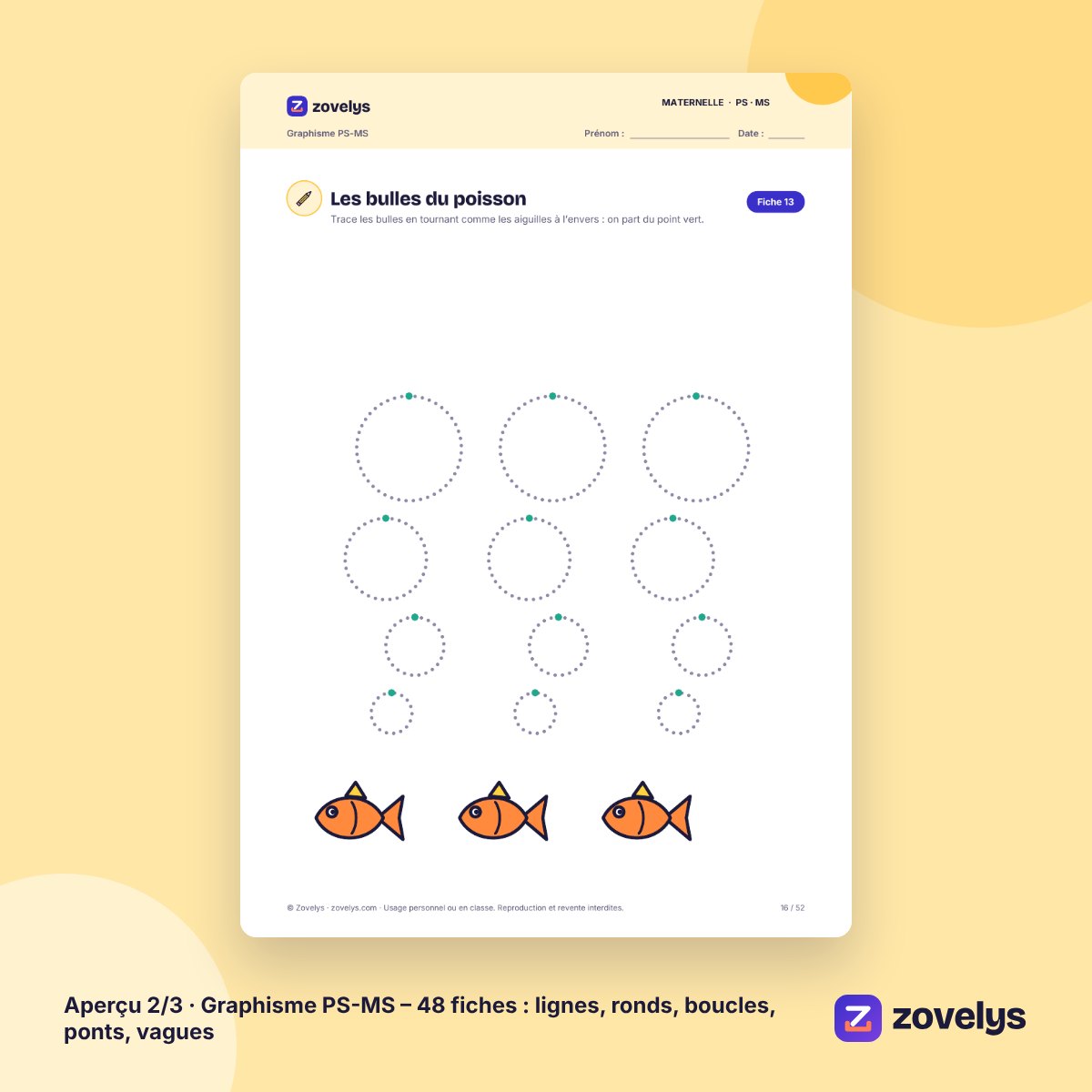Graphisme PS-MS – 48 fiches : lignes, ronds, boucles, ponts, vagues – aperçu 2