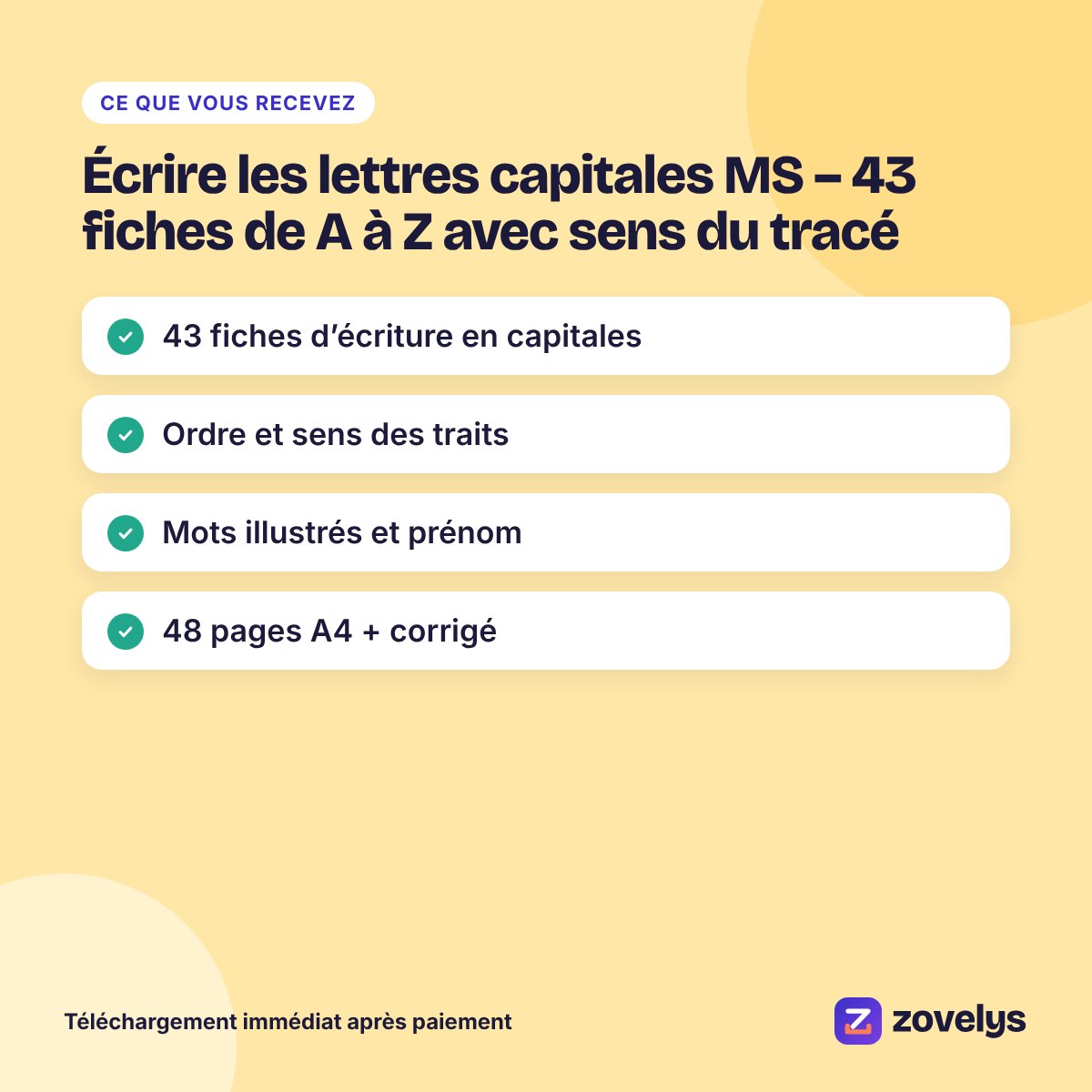 Écrire les lettres capitales MS – 43 fiches de A à Z avec sens du tracé – aperçu 4