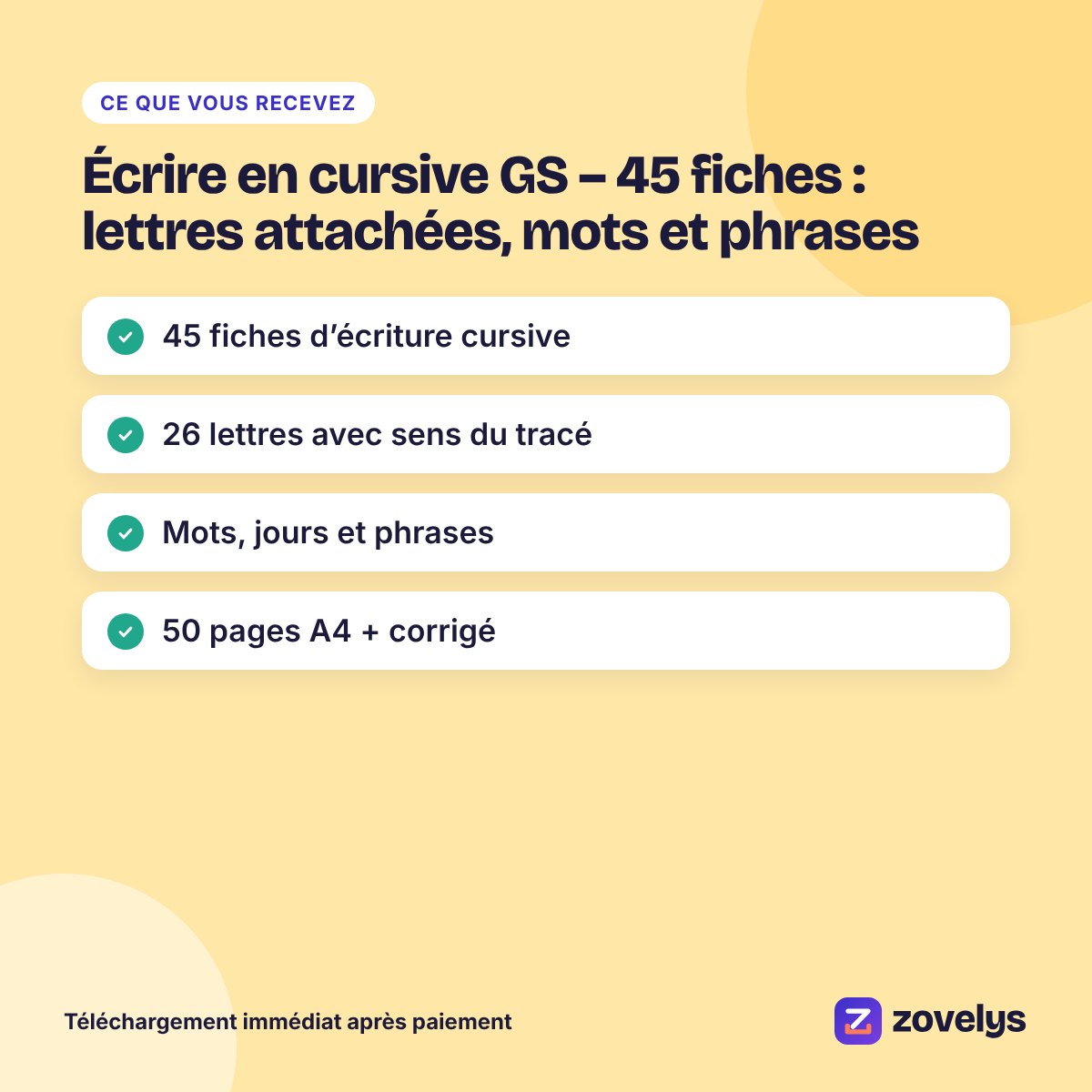 Écrire en cursive GS – 45 fiches : lettres attachées, mots et phrases – aperçu 4