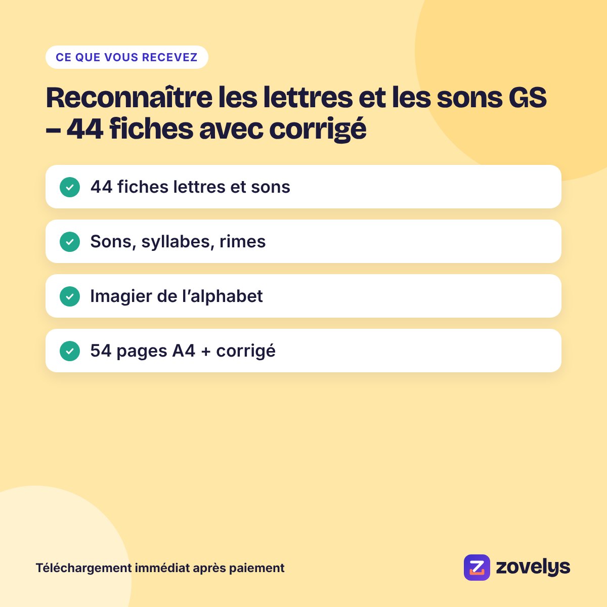 Reconnaître les lettres et les sons GS – 44 fiches avec corrigé – aperçu 4