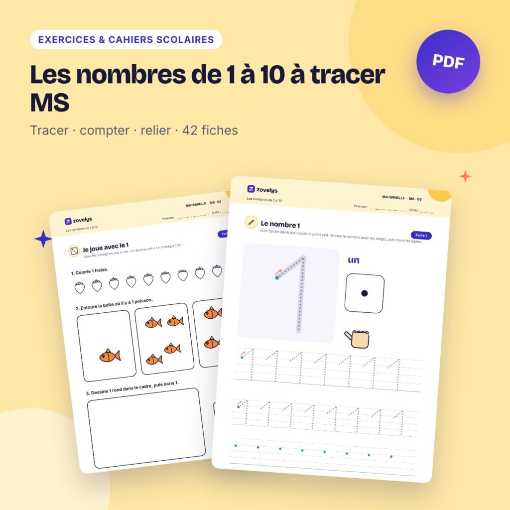 Les nombres de 1 à 10 à tracer MS – 42 fiches avec corrigé