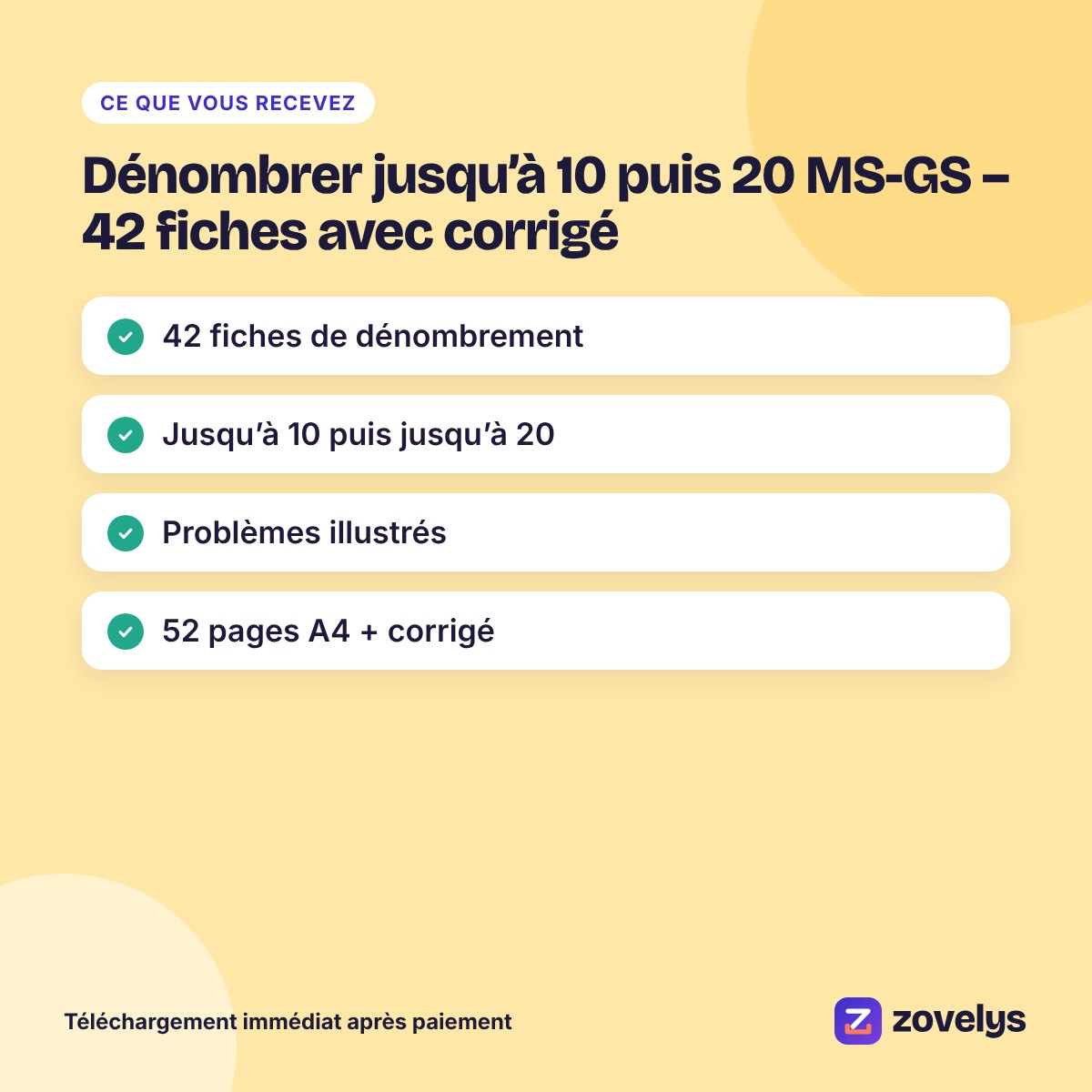 Dénombrer jusqu’à 10 puis 20 MS-GS – 42 fiches avec corrigé – aperçu 4