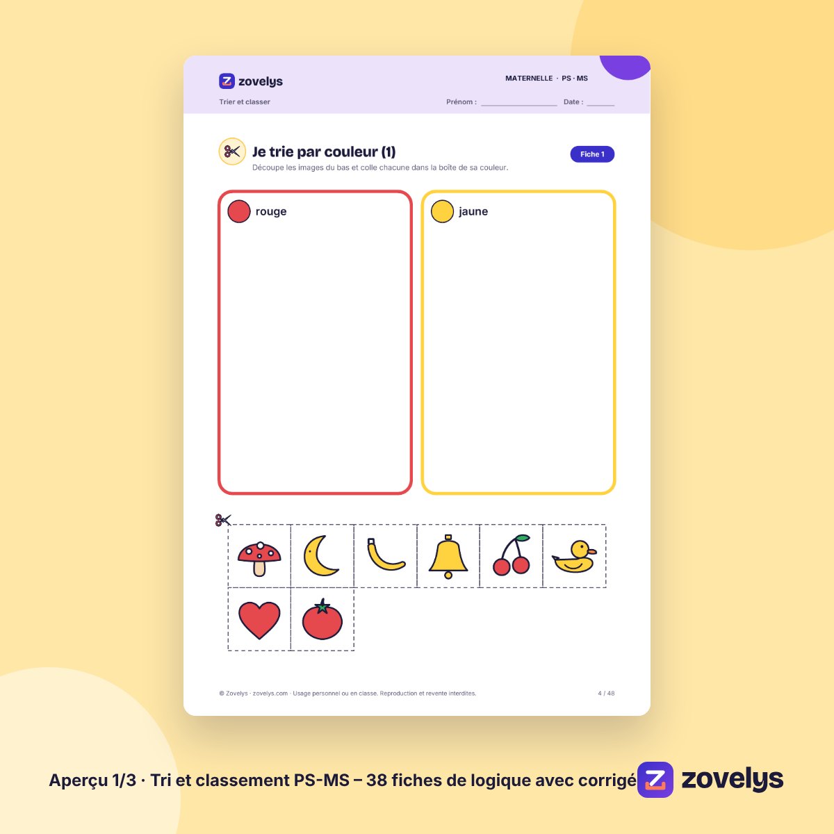 Tri et classement PS-MS – 38 fiches de logique avec corrigé – aperçu 1