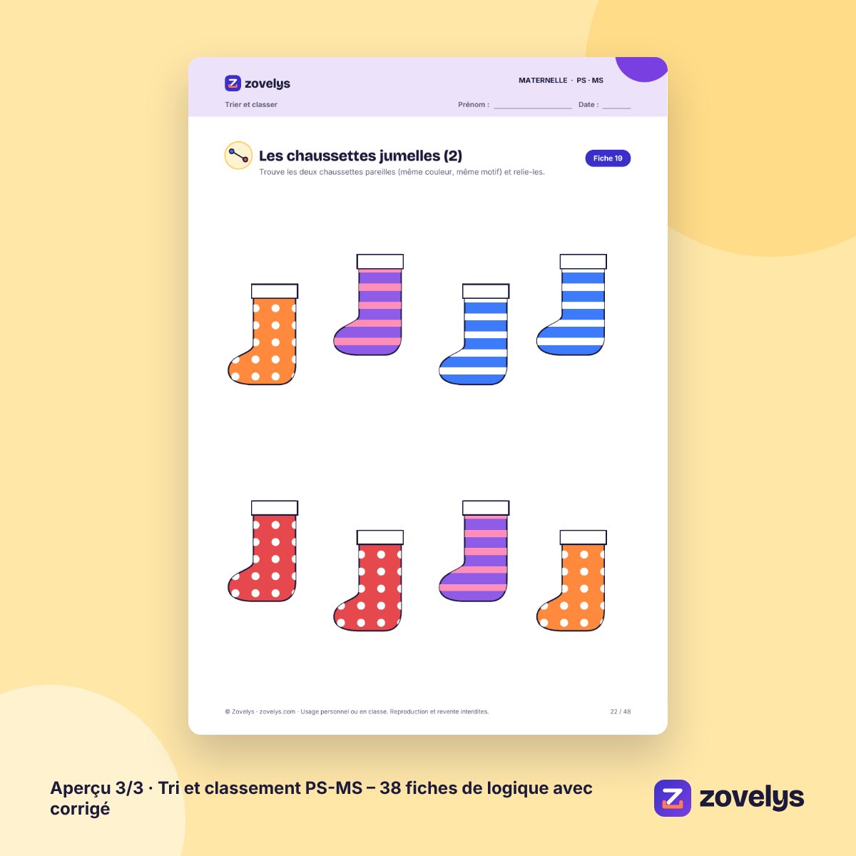 Tri et classement PS-MS – 38 fiches de logique avec corrigé – aperçu 3