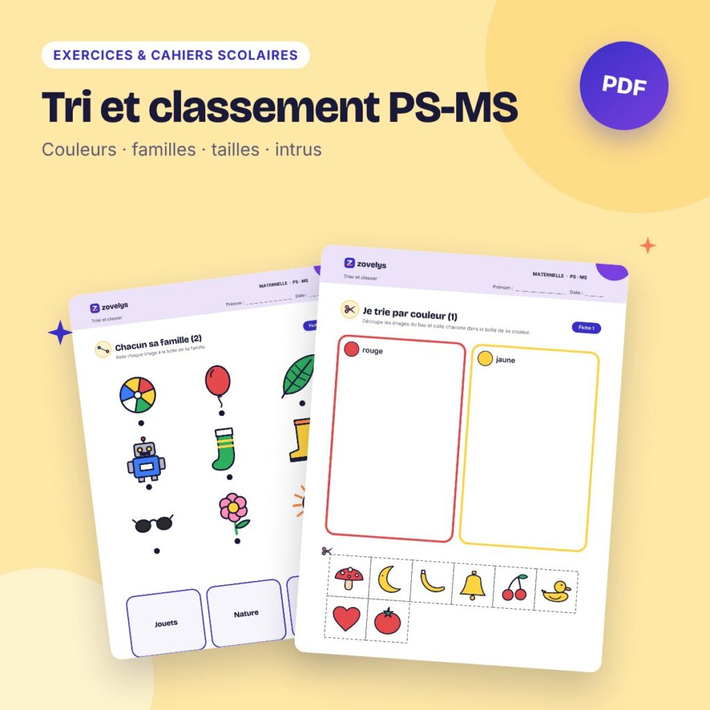 Tri et classement PS-MS – 38 fiches de logique avec corrigé