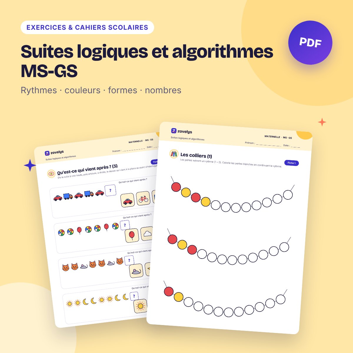 Suites logiques et algorithmes MS-GS – 44 fiches avec corrigé