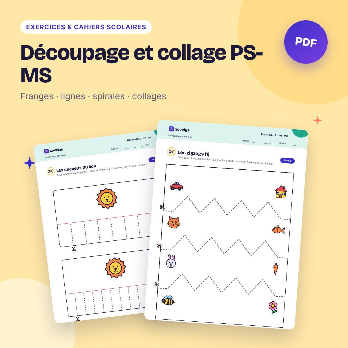 Découpage et collage PS-MS – 44 fiches progressives à imprimer
