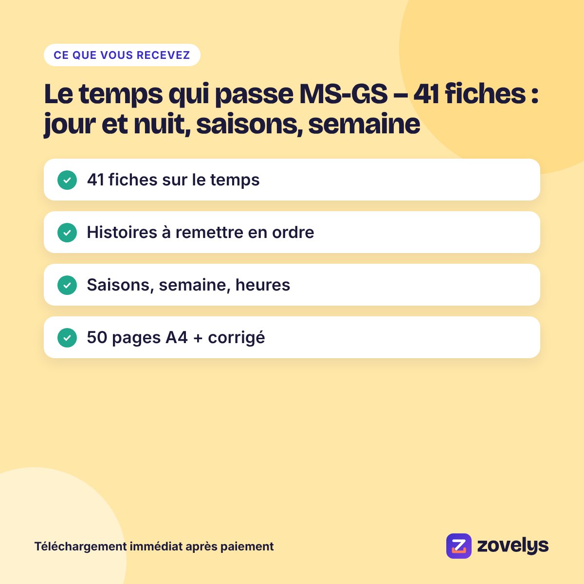 Le temps qui passe MS-GS – 41 fiches : jour et nuit, saisons, semaine – aperçu 4