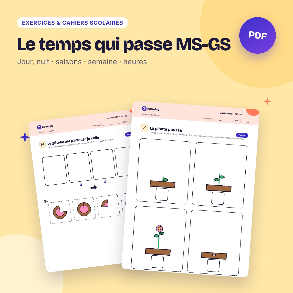 Le temps qui passe MS-GS – 41 fiches : jour et nuit, saisons, semaine