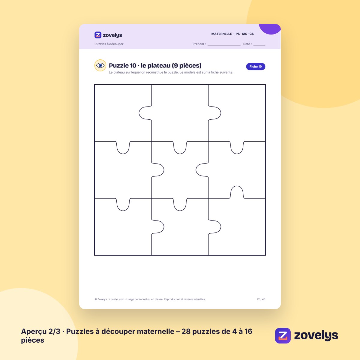 Puzzles à découper maternelle – 28 puzzles de 4 à 16 pièces – aperçu 2