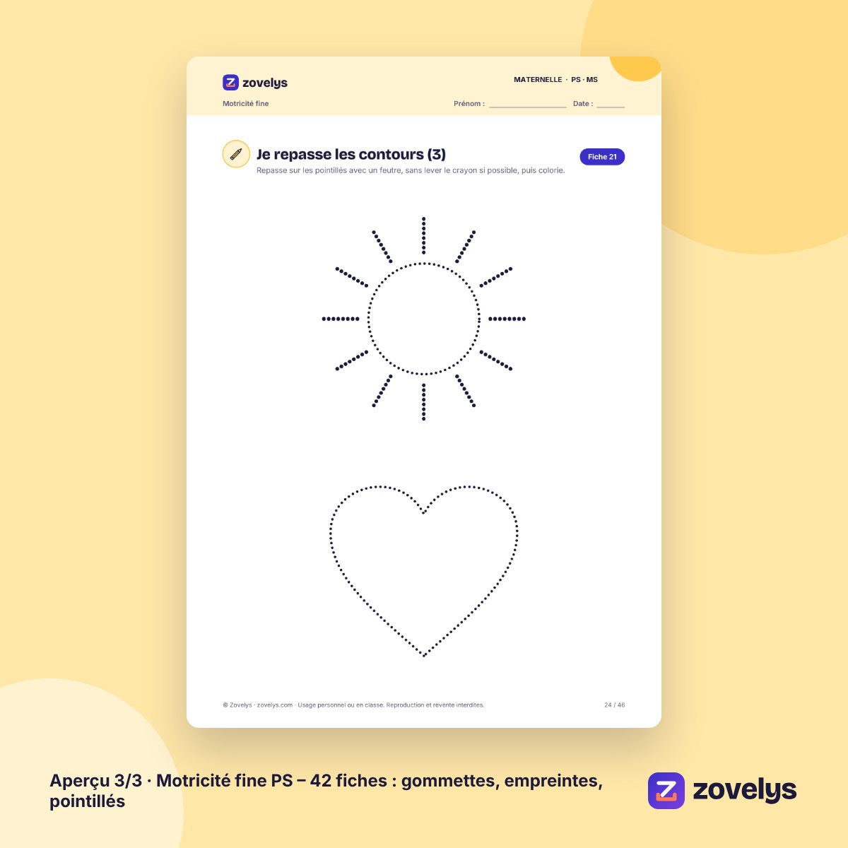 Motricité fine PS – 42 fiches : gommettes, empreintes, pointillés – aperçu 3