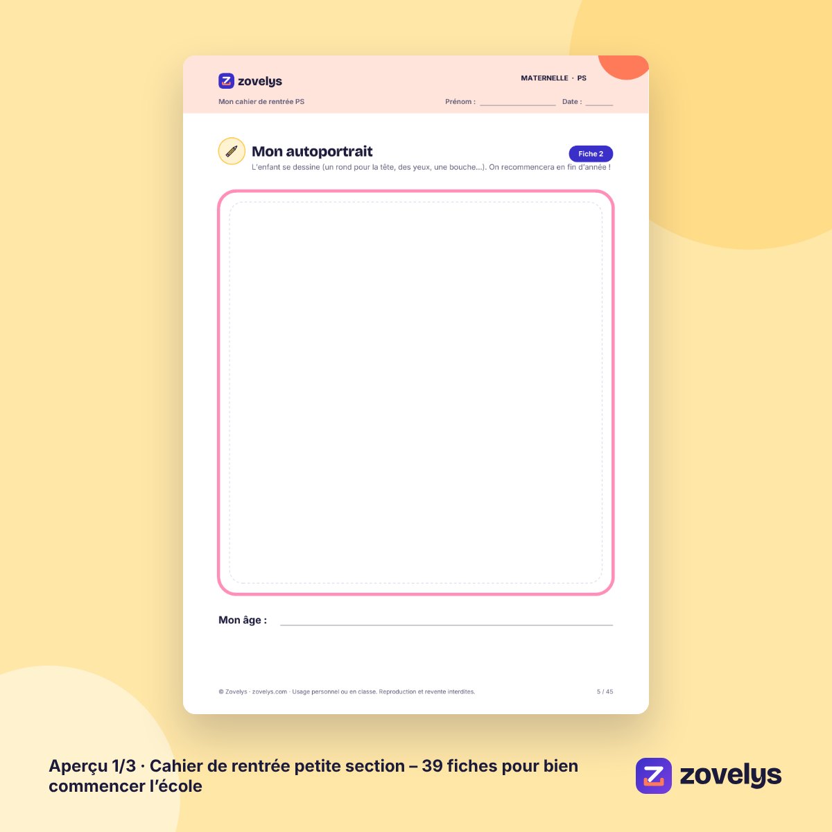 Cahier de rentrée petite section – 39 fiches pour bien commencer l’école – aperçu 1