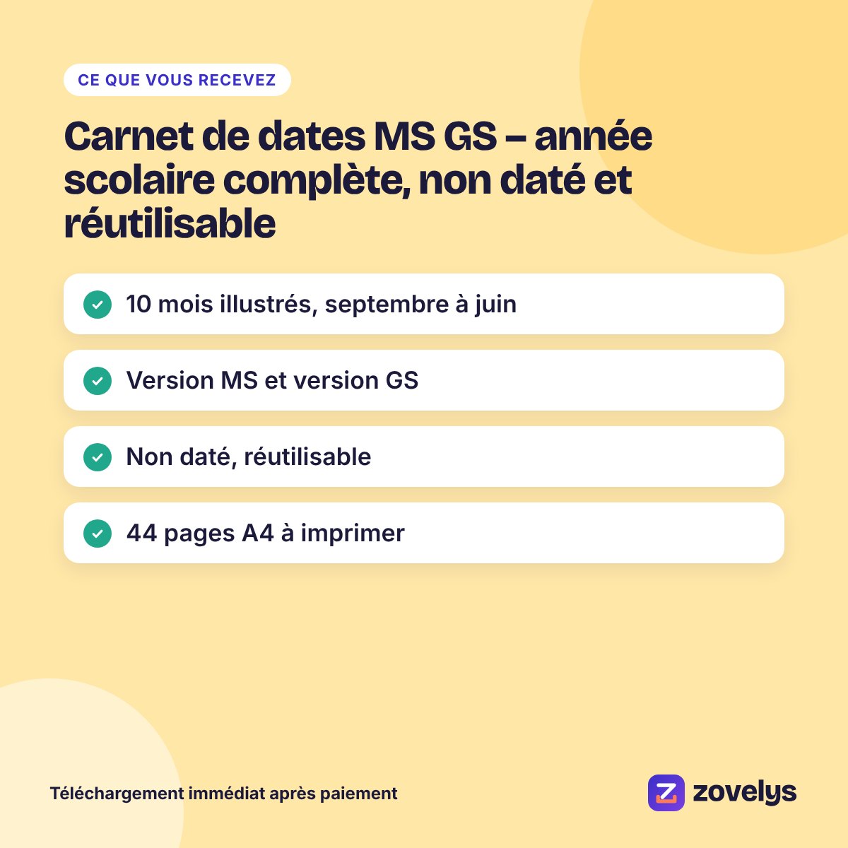 Carnet de dates MS GS – année scolaire complète, non daté et réutilisable – aperçu 4
