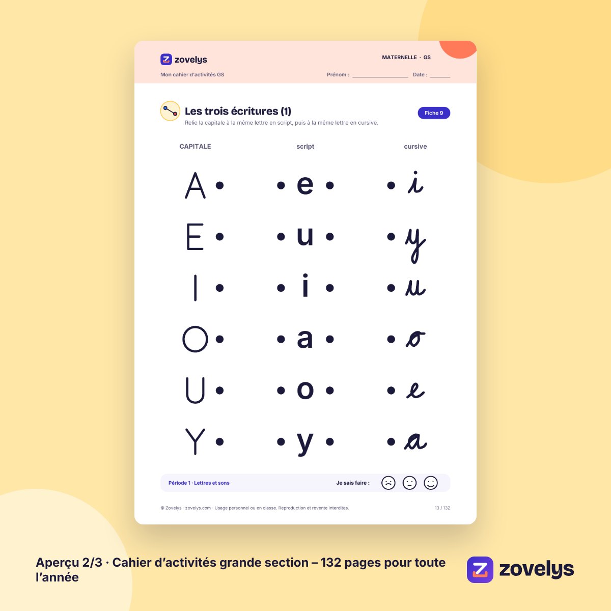 Cahier d’activités grande section – 132 pages pour toute l’année – aperçu 2