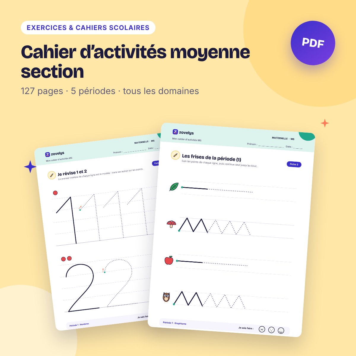 Cahier d’activités moyenne section – 127 pages pour toute l’année