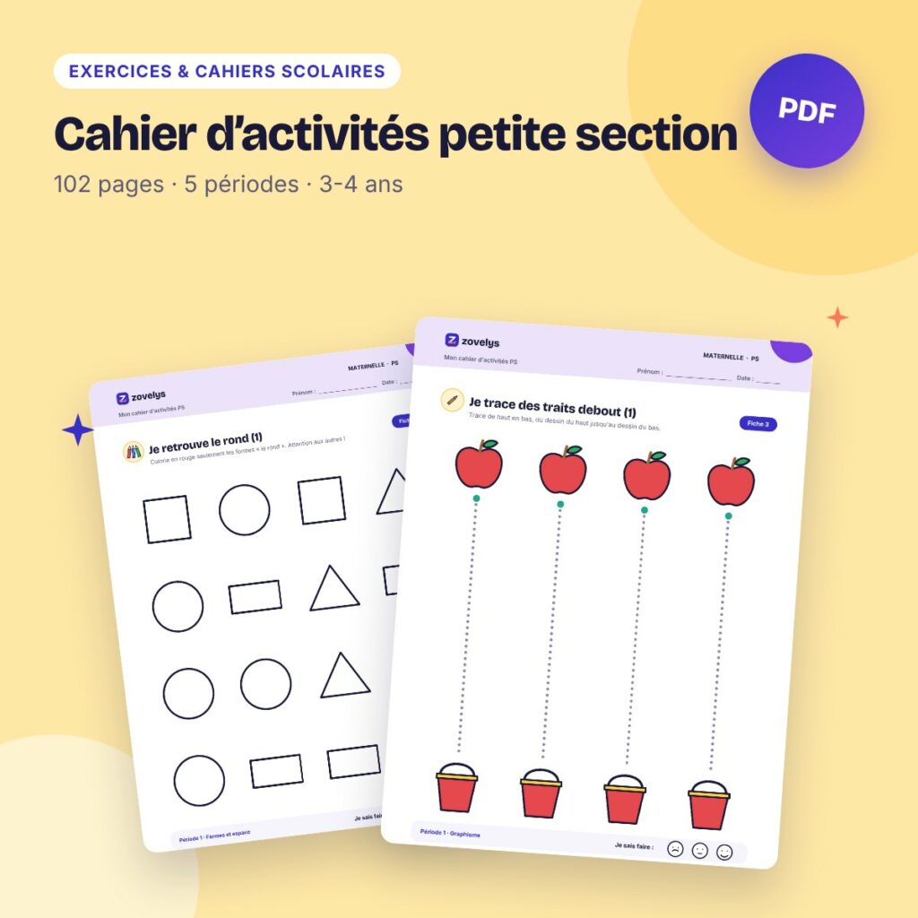 Cahier d’activités petite section – 102 pages pour toute l’année