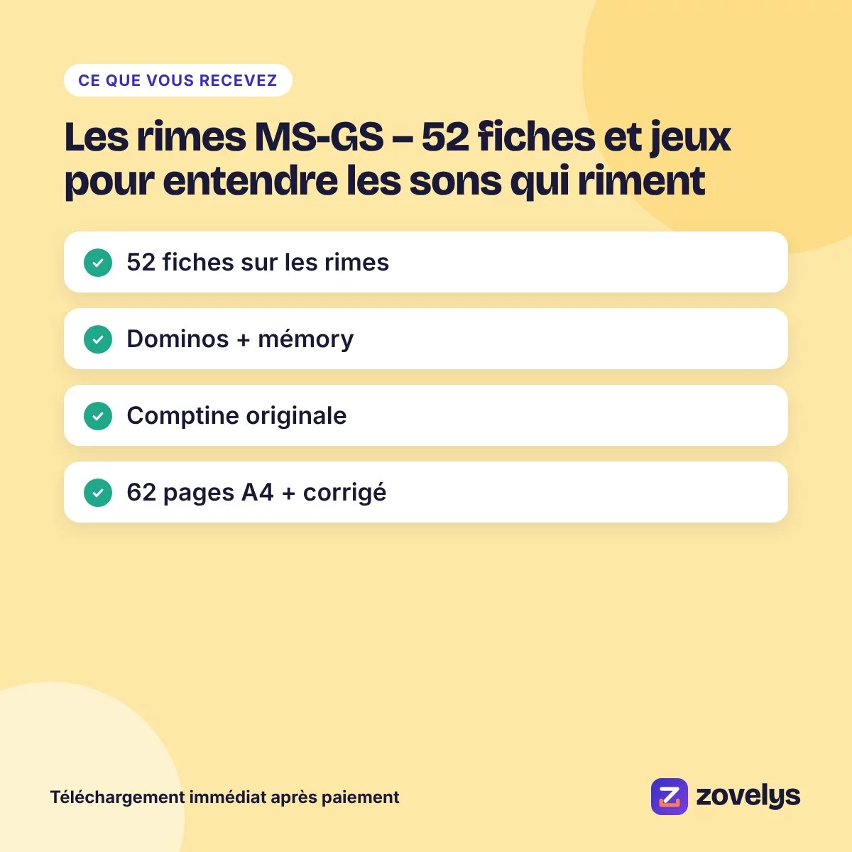 Les rimes MS-GS – 52 fiches et jeux pour entendre les sons qui riment – aperçu 4