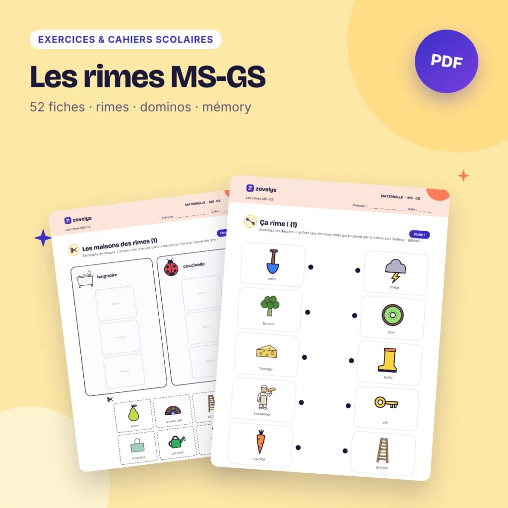 Les rimes MS-GS – 52 fiches et jeux pour entendre les sons qui riment