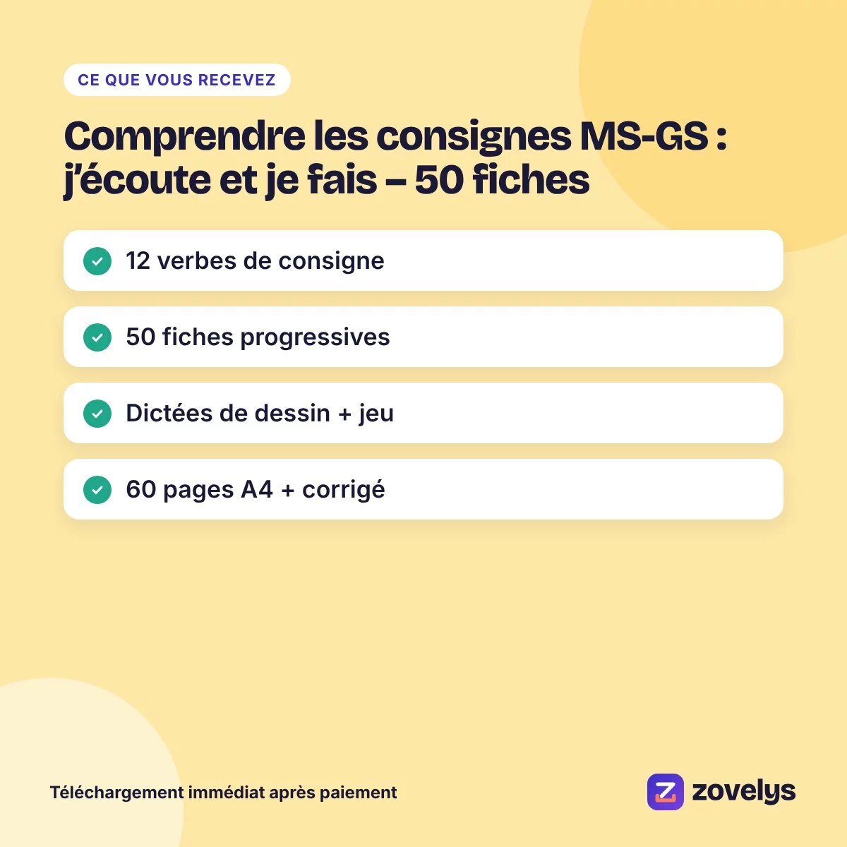 Comprendre les consignes MS-GS : j’écoute et je fais – 50 fiches – aperçu 4
