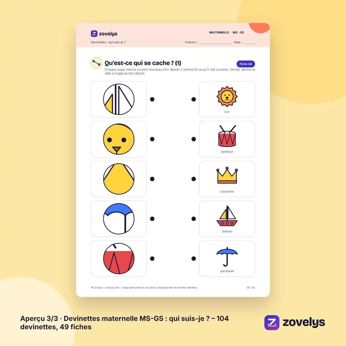 Devinettes maternelle MS-GS : qui suis-je ? – 104 devinettes, 49 fiches – aperçu 3